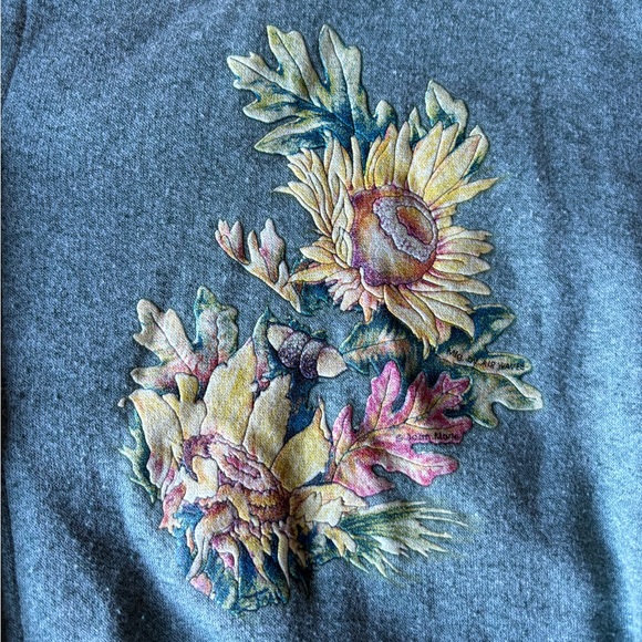 VTG 2000s Y2K‎ The Woods Fleece Lined Cardigan Sage Green Sunflower Pockets - Picture 4 of 7